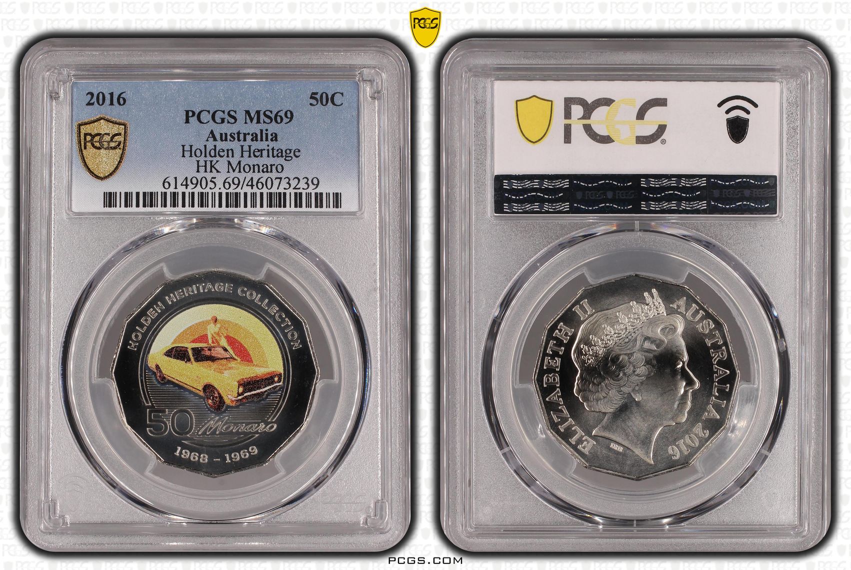 2016 Australia Fifty Cent, 50c Holden Heritage - HK Monaro PCGS - MS69 -239