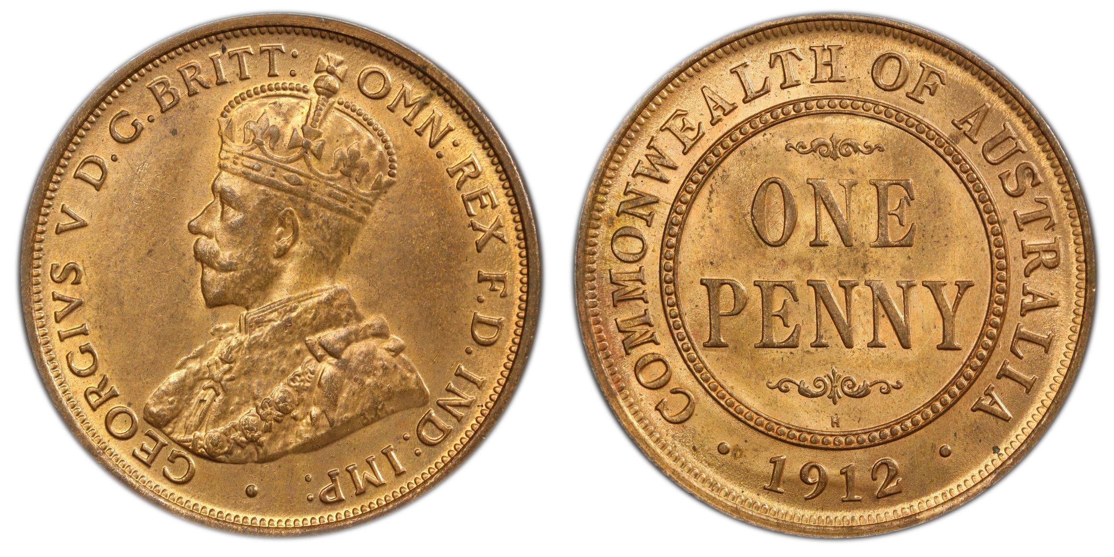 George V, Penny, 1912-H, PCGS MS64RB