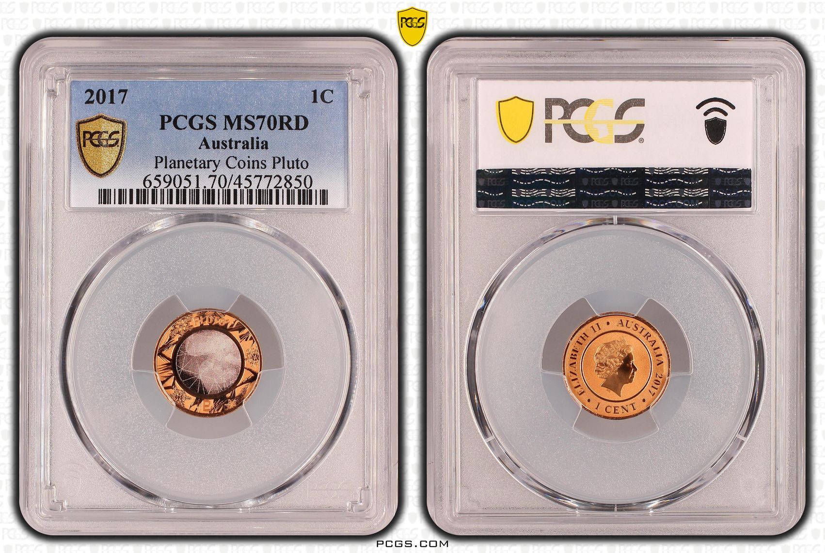 Elizabeth II, Planetary Coins Pluto, One Cent, 2017, PCGS MS 70RD