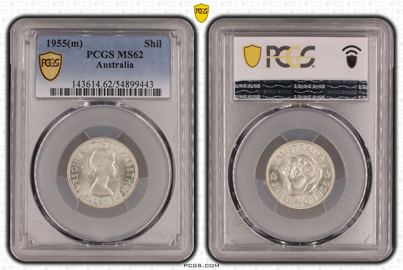 Elizabeth II, Shilling, 1955(m), PCGS MS62