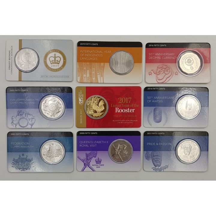 Unc Carded Coins (x9)
