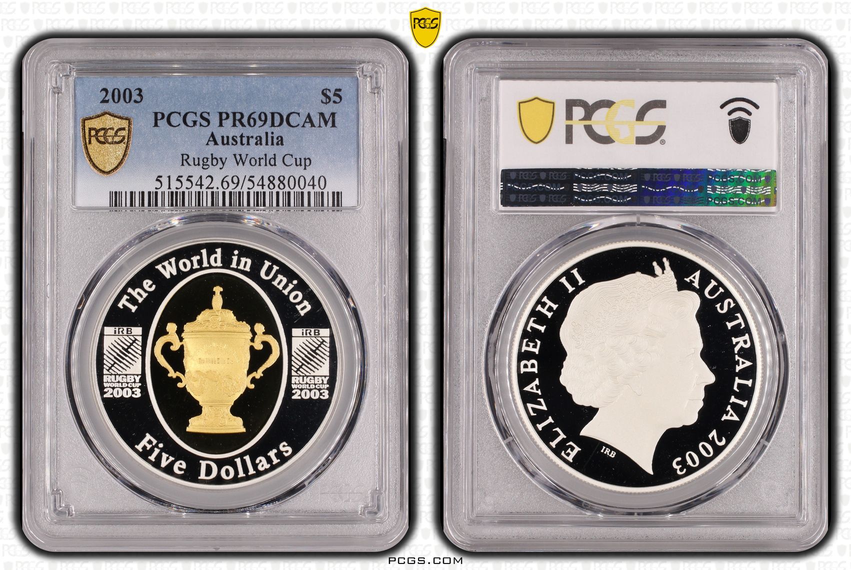 Rugby World Cup, Five Dollars, 2003, PCGS PR69DCAM