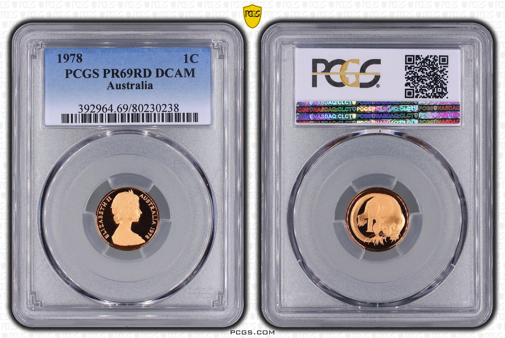 Elizabeth II, One Cent, 1978, PCGS PR69DCAM