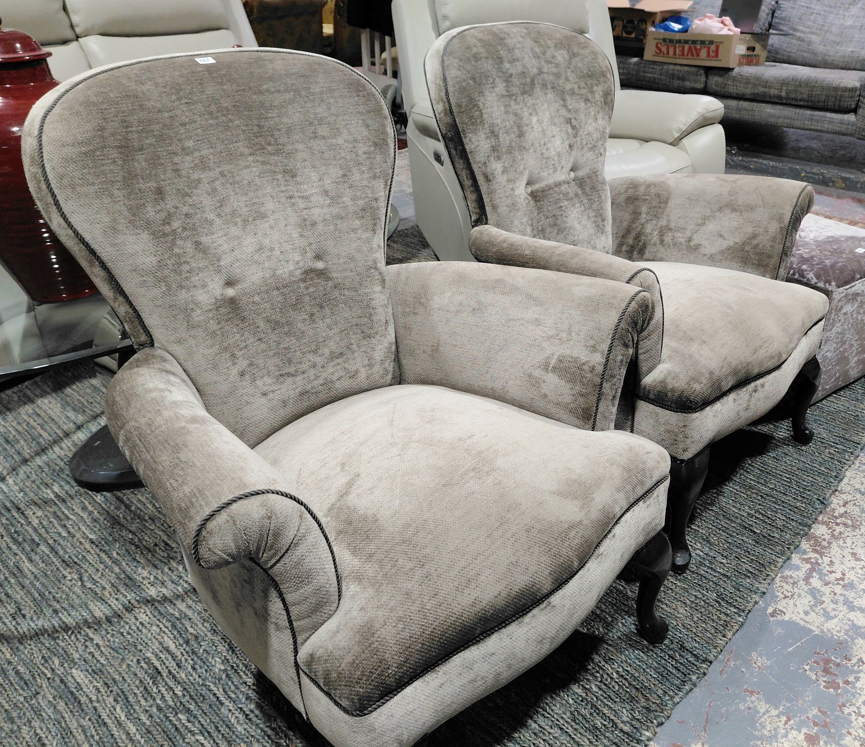 183 · PAIR OF UPHOLSTERED ARMCHAIRS