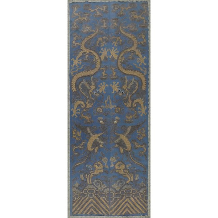 Pair Chinese Imperial Dragon Silk Sleeve Panels