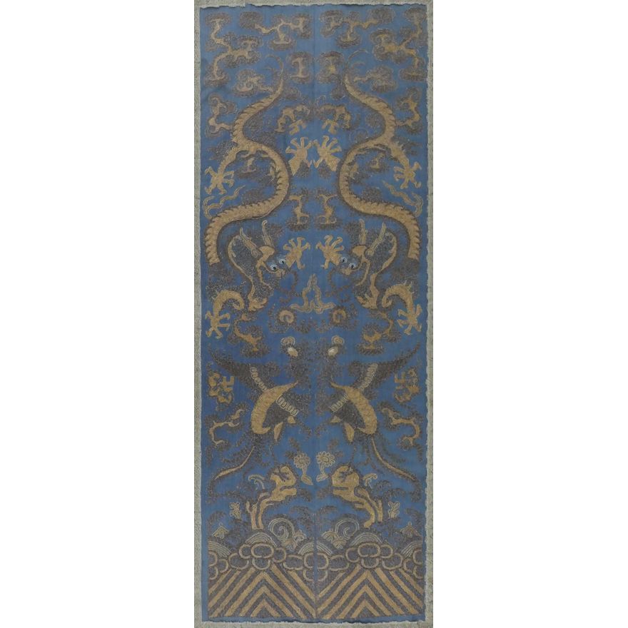 Pair Chinese Imperial Dragon Silk Sleeve Panels