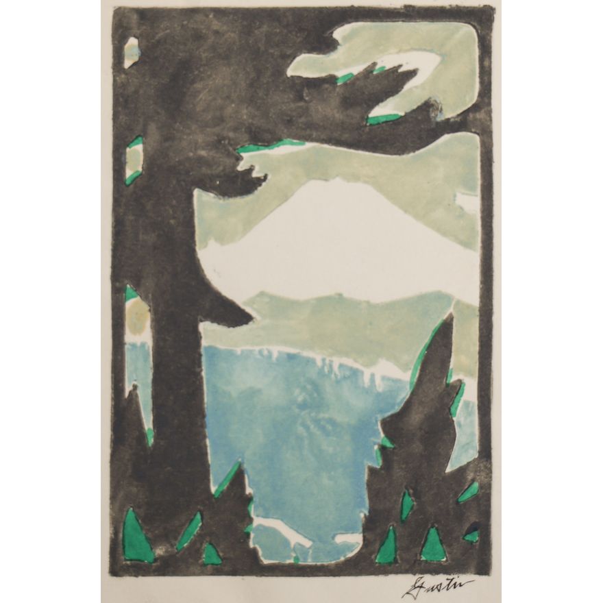 Paul Morgan Gustin ''Untitled'' (Rainier) 1939 Color Woodcut