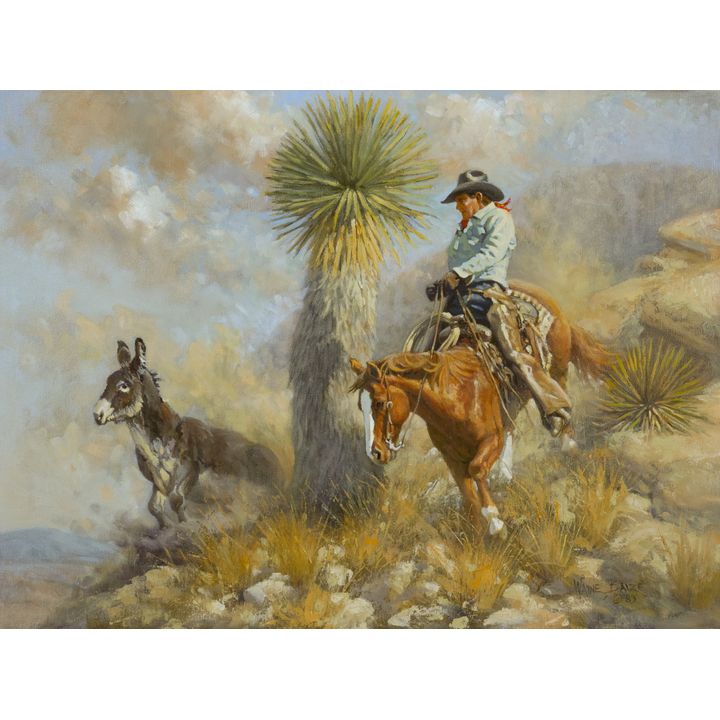 Wayne Baize (1943- ), Taken for a Ride Down Burro Mesa