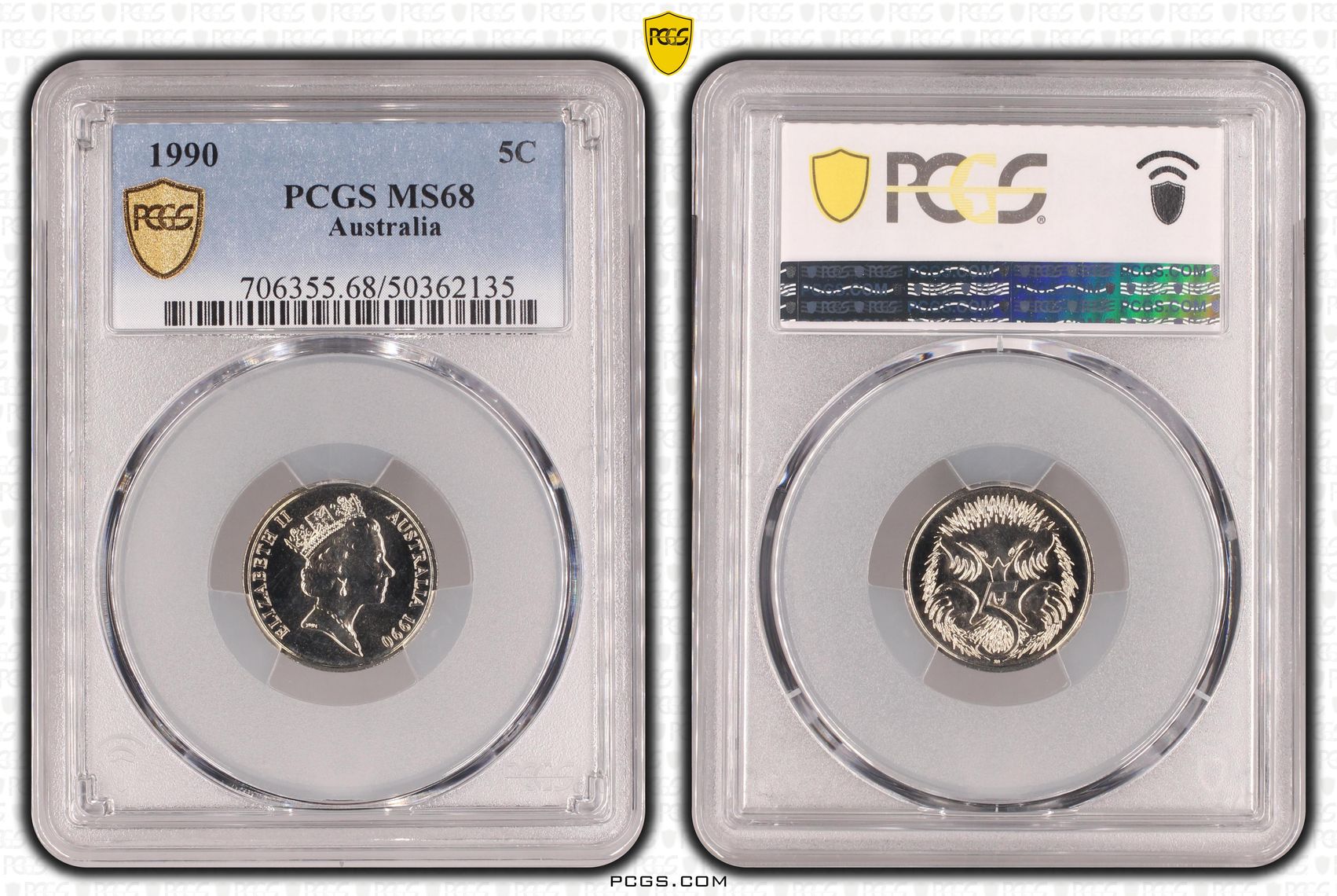 Five Cent, 1990, PCGS MS68