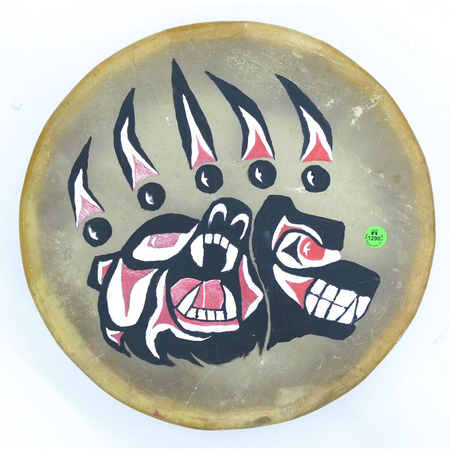 Mackenzie Iverbew (Suquamish) Painted Bear Claw Drum 14''