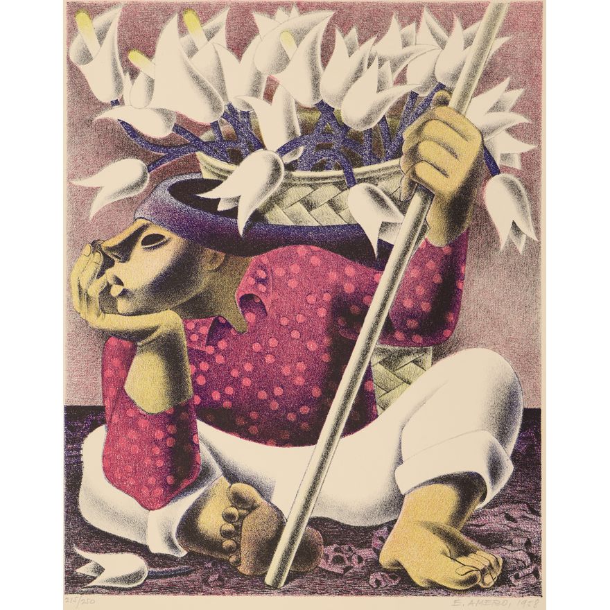 Emilio Amero ''Flower Vendor'' 1958 Lithograph