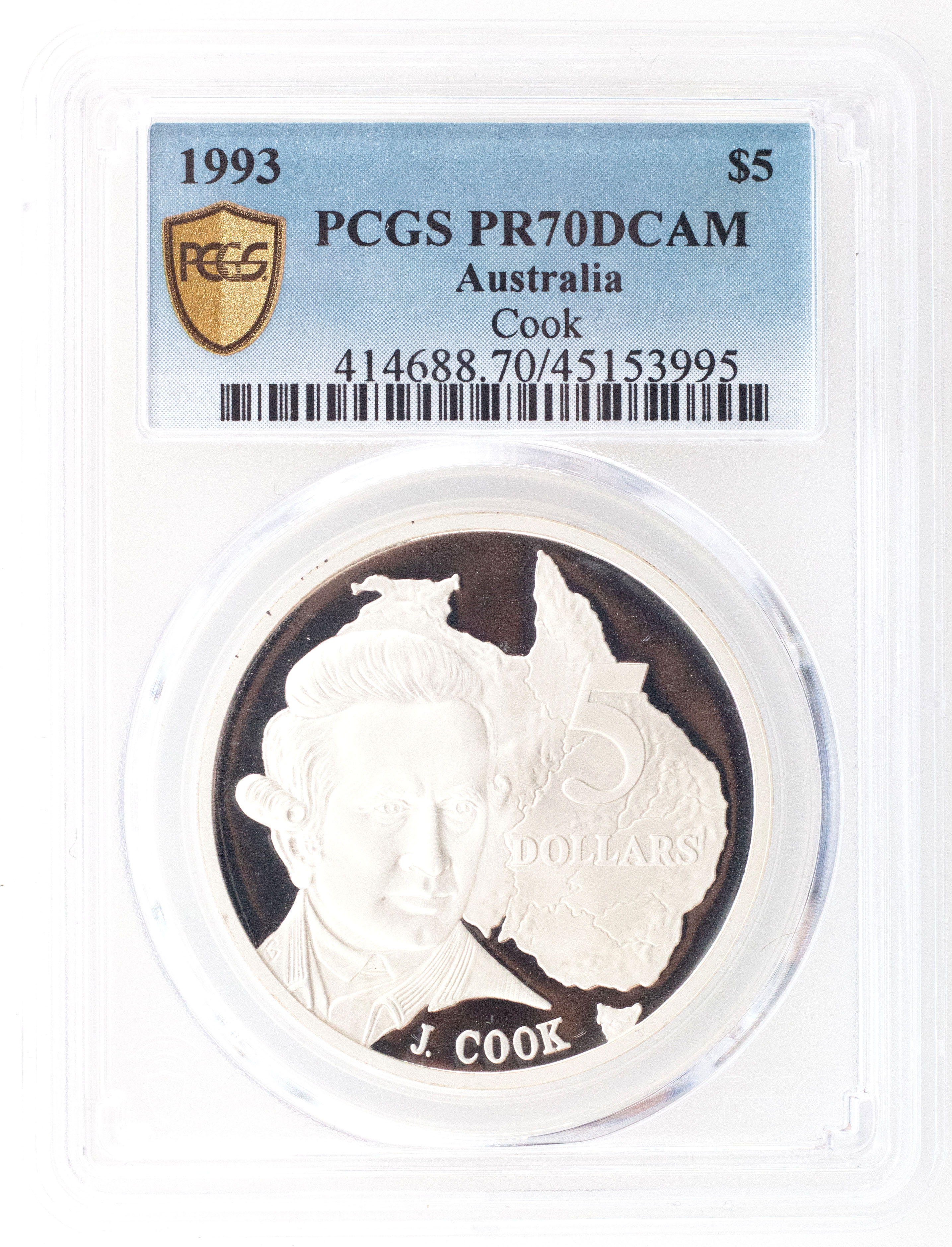 1993 Australia Five Dollar, $5 Cook PCGS - PR70DCAM POP 10/0 -995