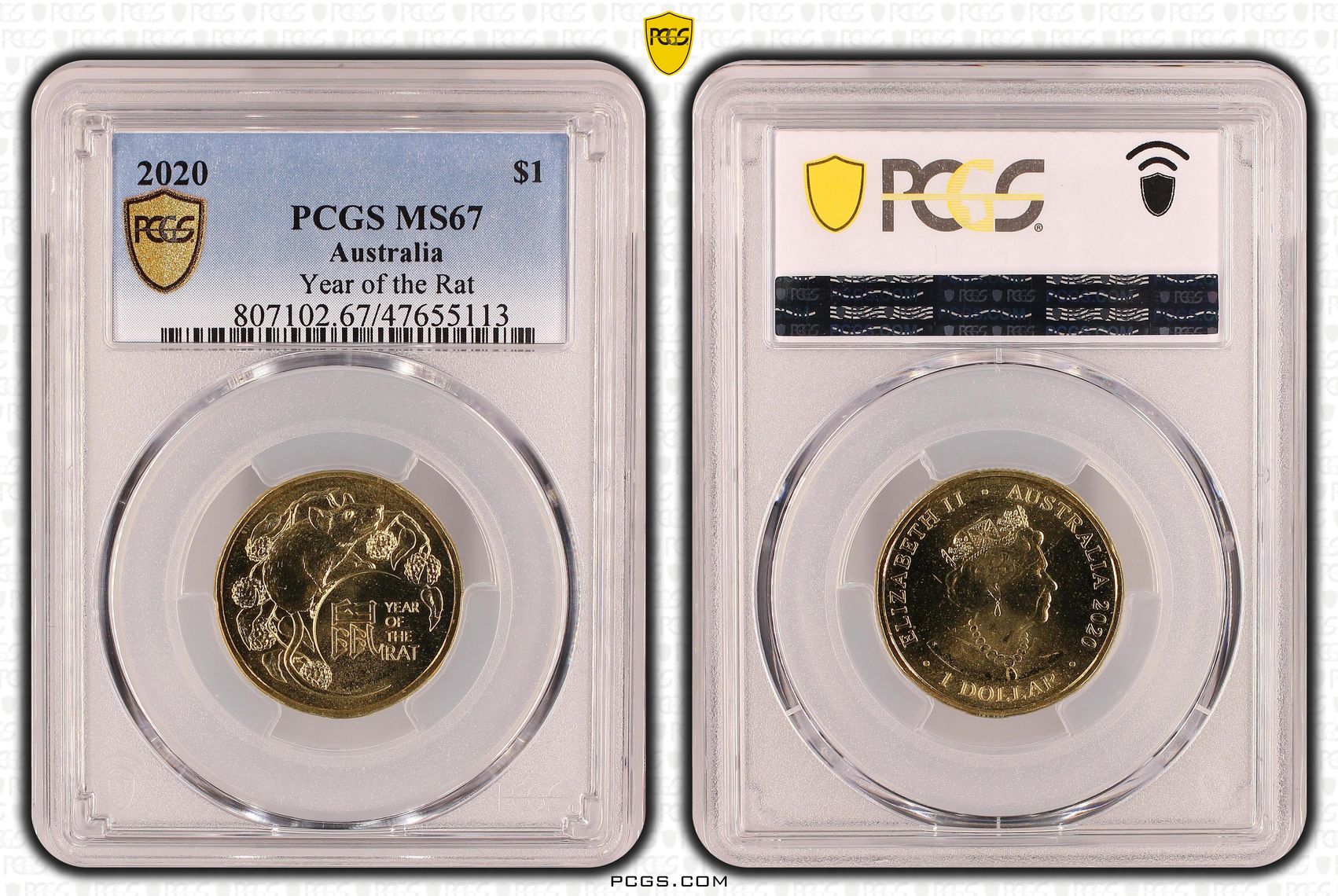 Elizabeth II, Year of the Rat, One Dollar, 2020, PCGS MS67