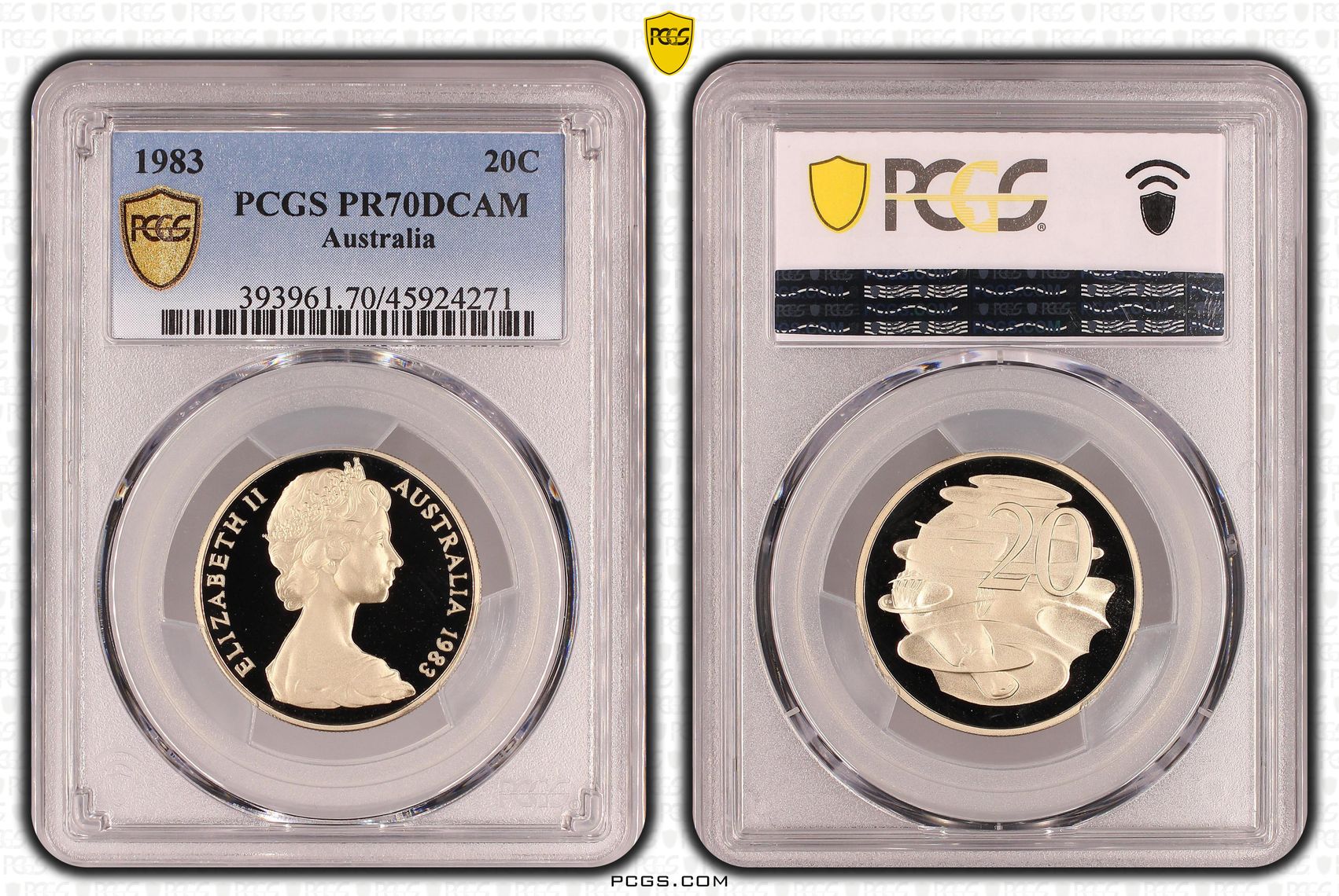 Elizabeth II, POP 20/0, Twenty Cent, 1983, PCGS PR70DCAM