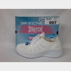 SKECHERS WOMEN WHITE ULTRA FLEX IMITATION LACES ROUND TOE RUBBER SOLE - WHITE - WOMEN UK 8 -