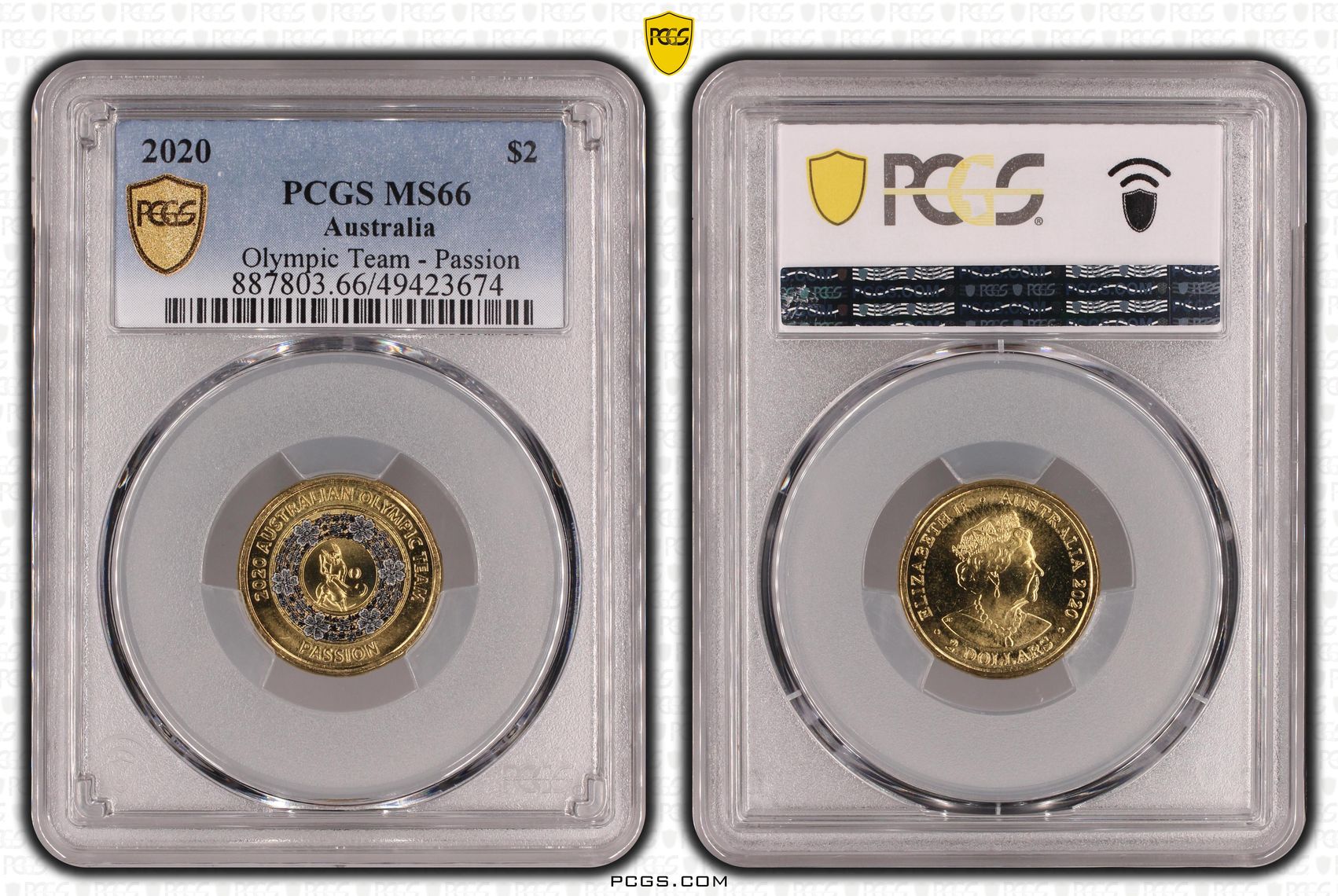 Olympic Team - Passion , Two Dollar, 2020, PCGS MS66