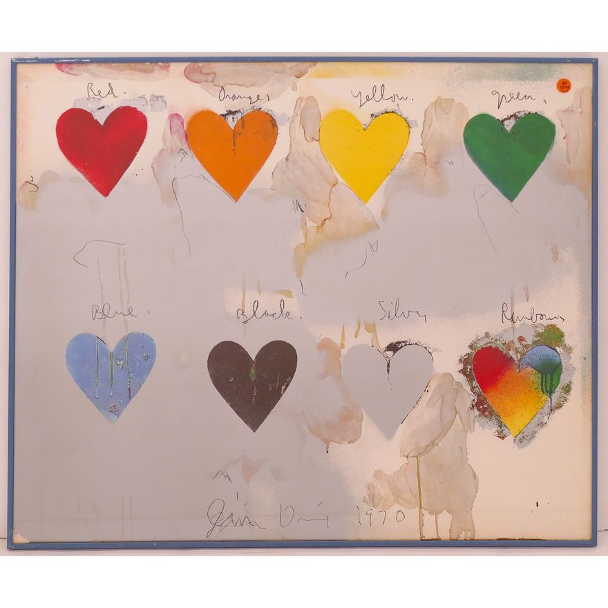 Jim Dine 'Hearts' 1970 Lithograph Framed- 25x30''