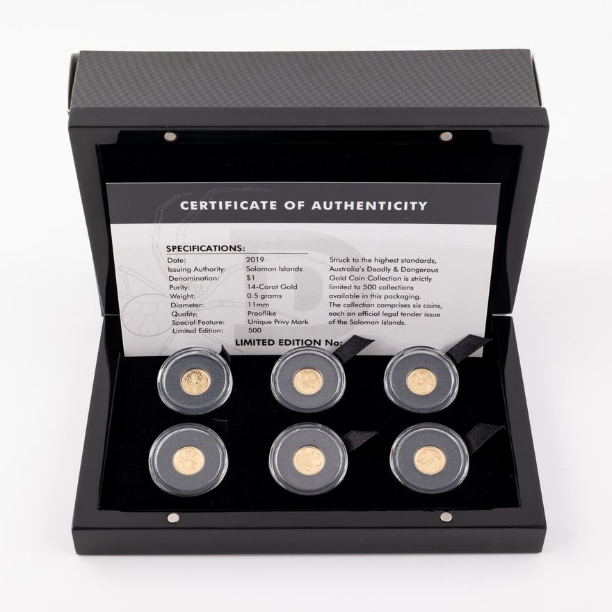 Solomon Islands, Elizabeth II, Australia's Deadliest Creatures Gold Coin Set, 2019,  FDC