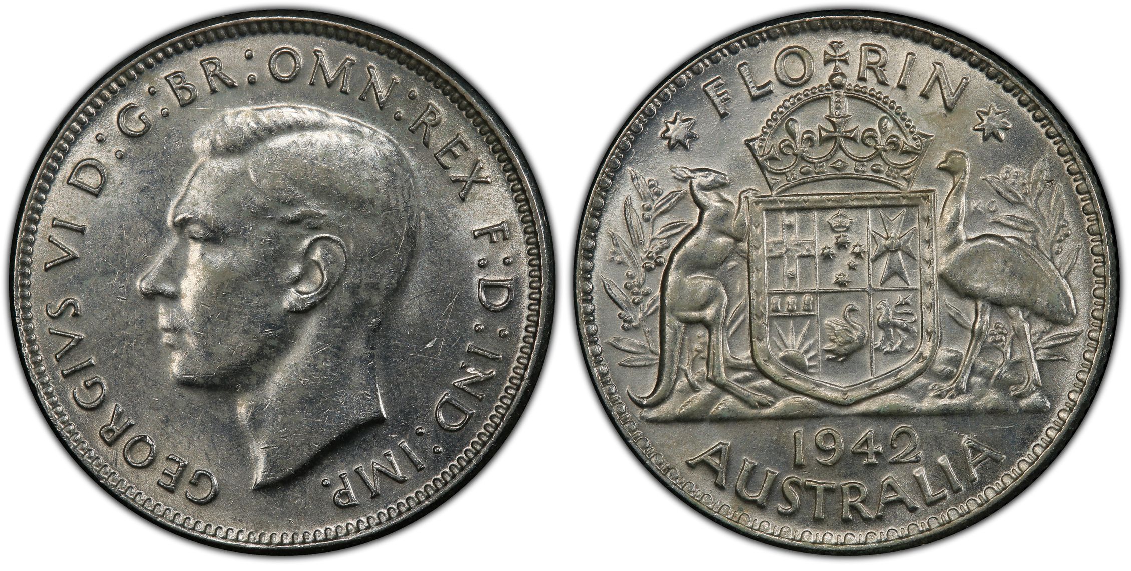Florin, 1942(m), PCGS AU58