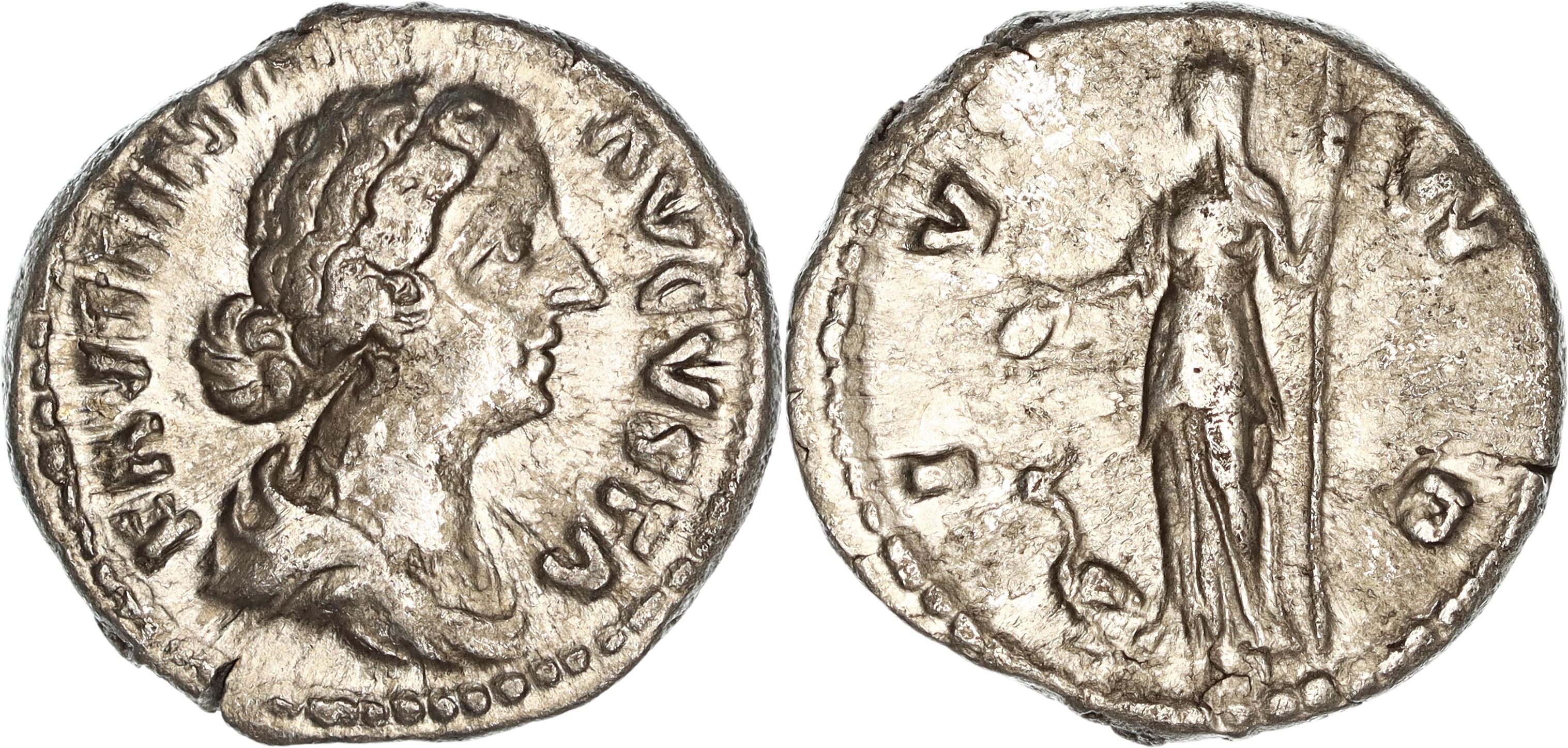Roman Empire, Faustina II, Silver Denarius, 161-175 AD, nVF
