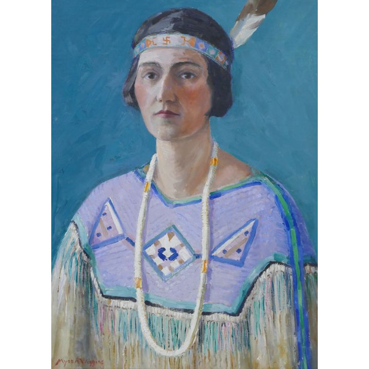 Myra Wiggins ''A Modern Day Minehaha'' 1920's Oil
