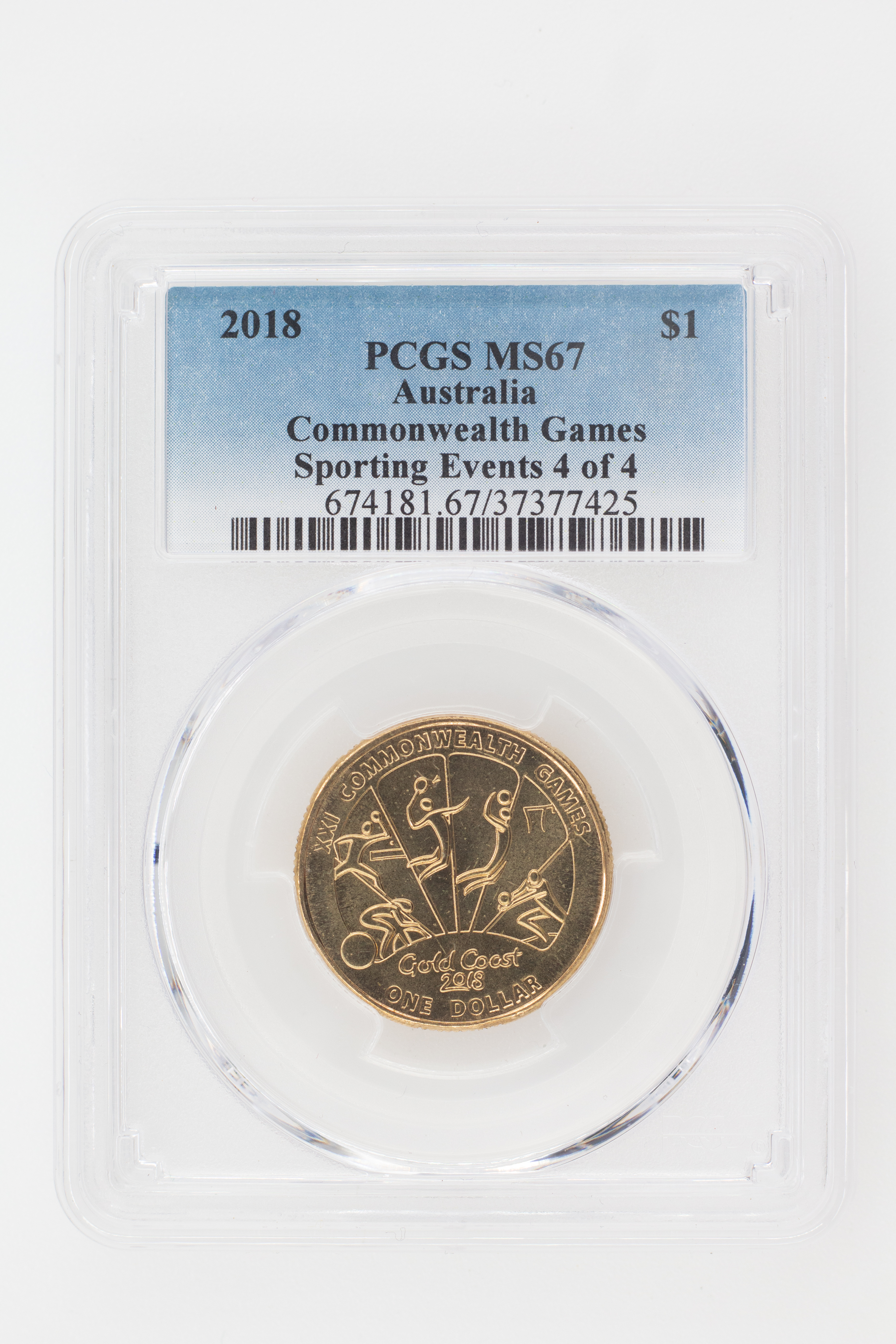 2018 Australia One Dollar, $1 Commonwealth Games - Sporting Events 4 of 4 PCGS - MS67 -425