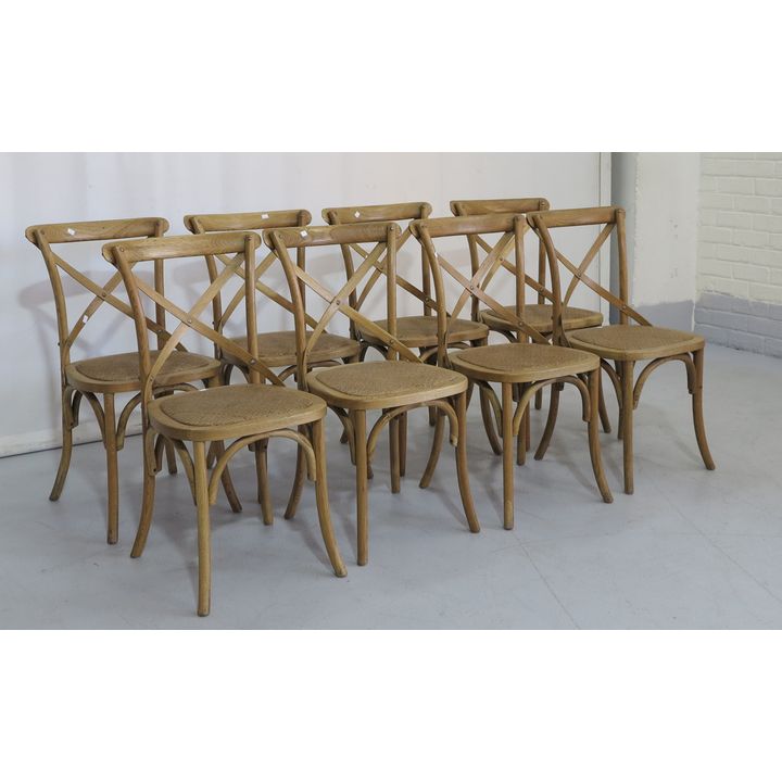 SET OF 8 CROSS-BACK DINING CHAIRS