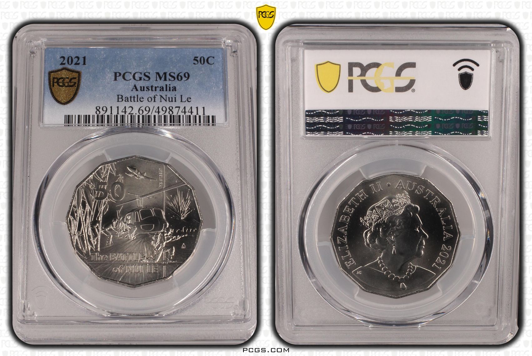 Battle of Nui Le , Fifty Cent, 2021, PCGS MS69