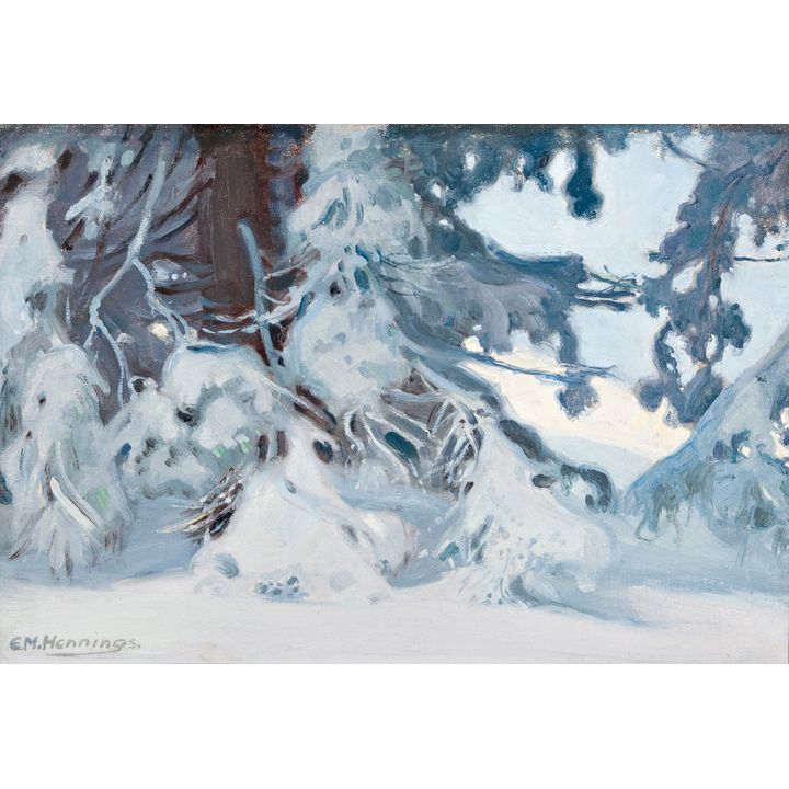 E. Martin Hennings (1886 - 1956), Pine Boughs in the Snow