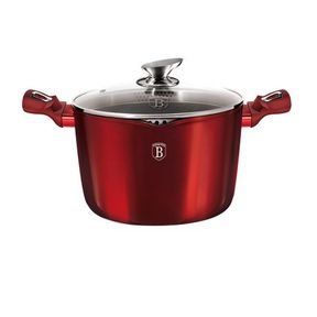 Berlinger Haus 24cm Marble Coating Deep Stock Pot with Lid Burgundy Metallic Line |