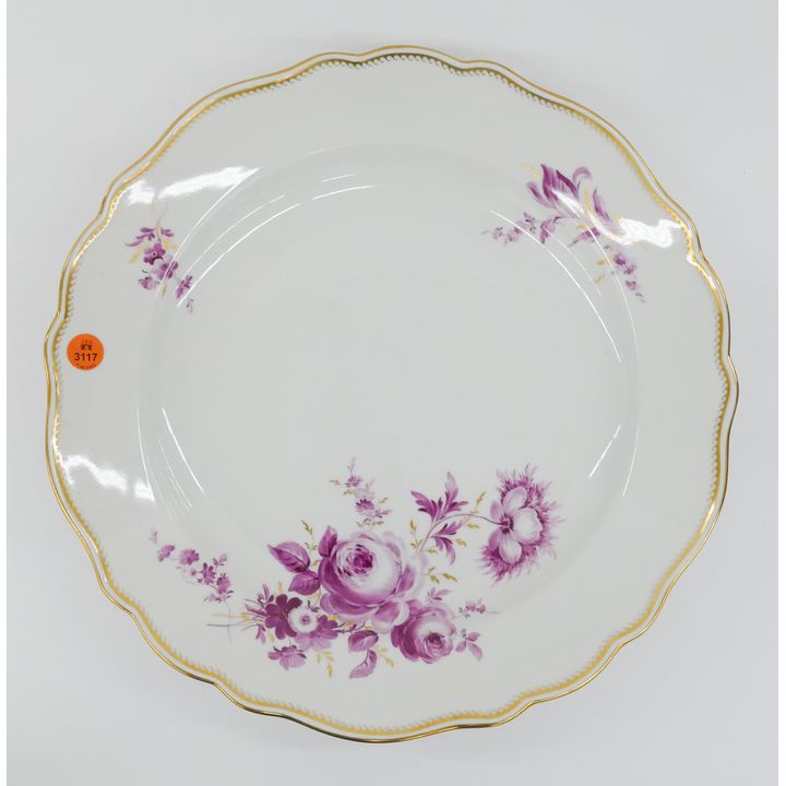 Meissen Pink Flower Porcelain Serving Plate- 14"