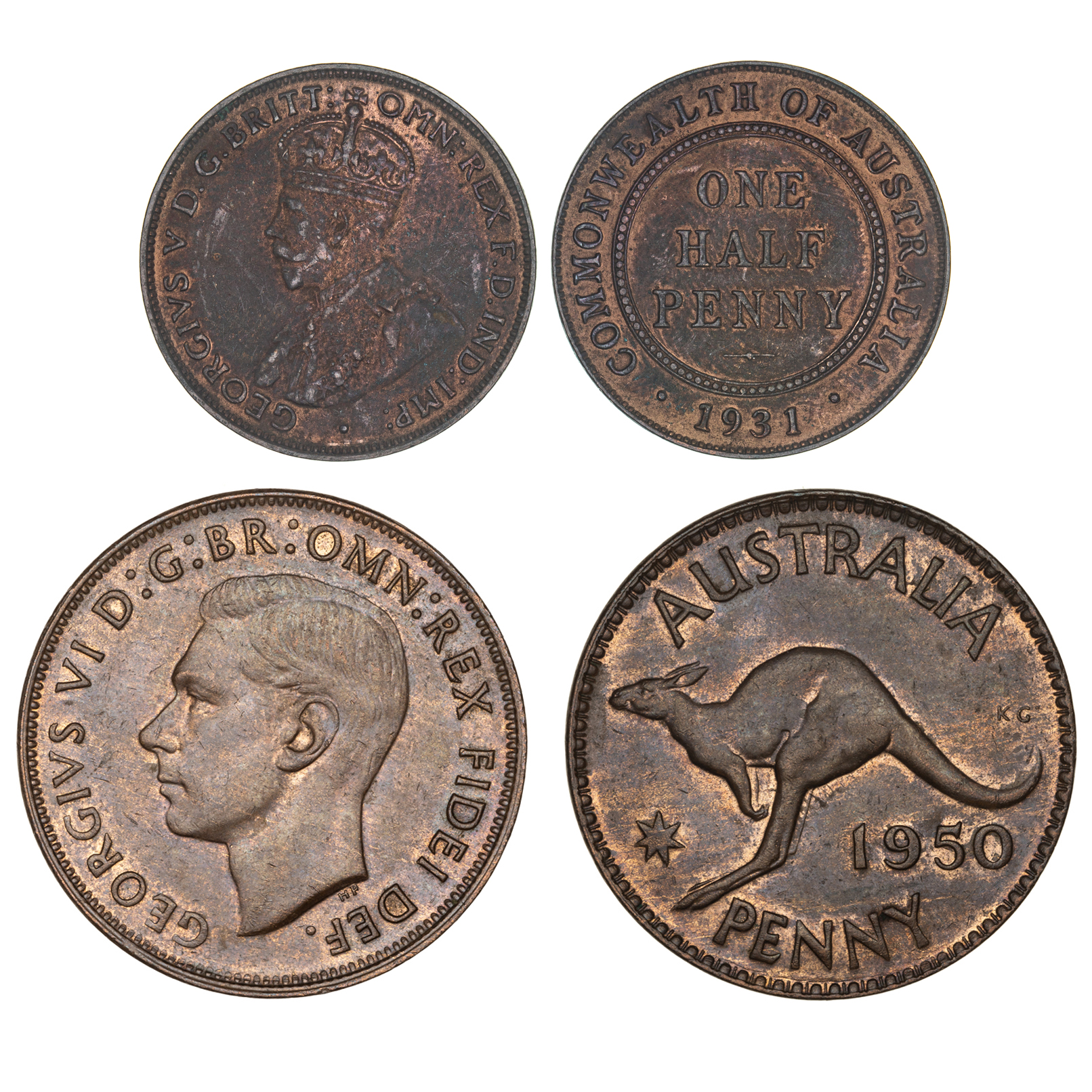 George V - George VI, Halfpenny - Penny, 1931 - 1950, VF - aEF