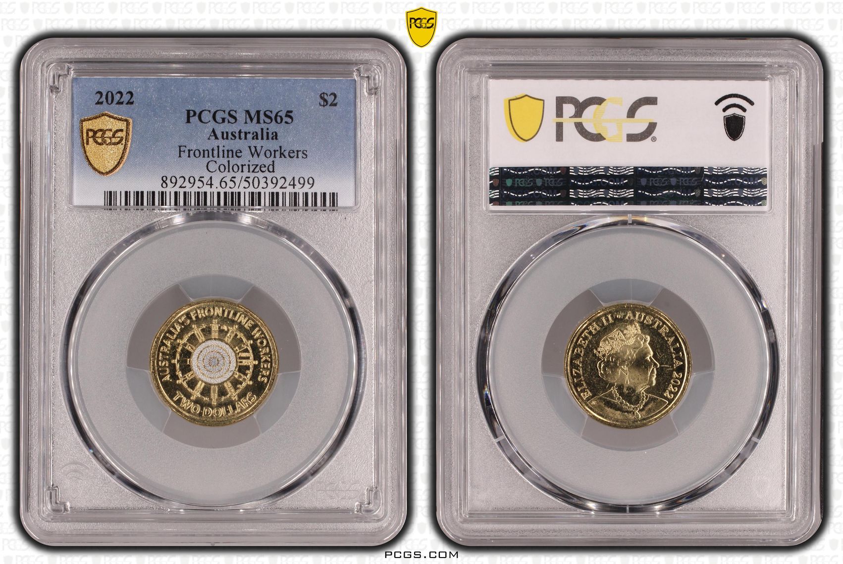 Frontline Workers Colorized , Two Dollar, 2022, PCGS MS65
