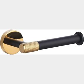 SENMY DESIGNER LUXURY SHINY GOLD KNURLED MATTE BLACK PVD FINISH, SOLID BRASS CONSTRUCTION, TOILET PAPER HOLDER VERTICAL/HORIZONTAL