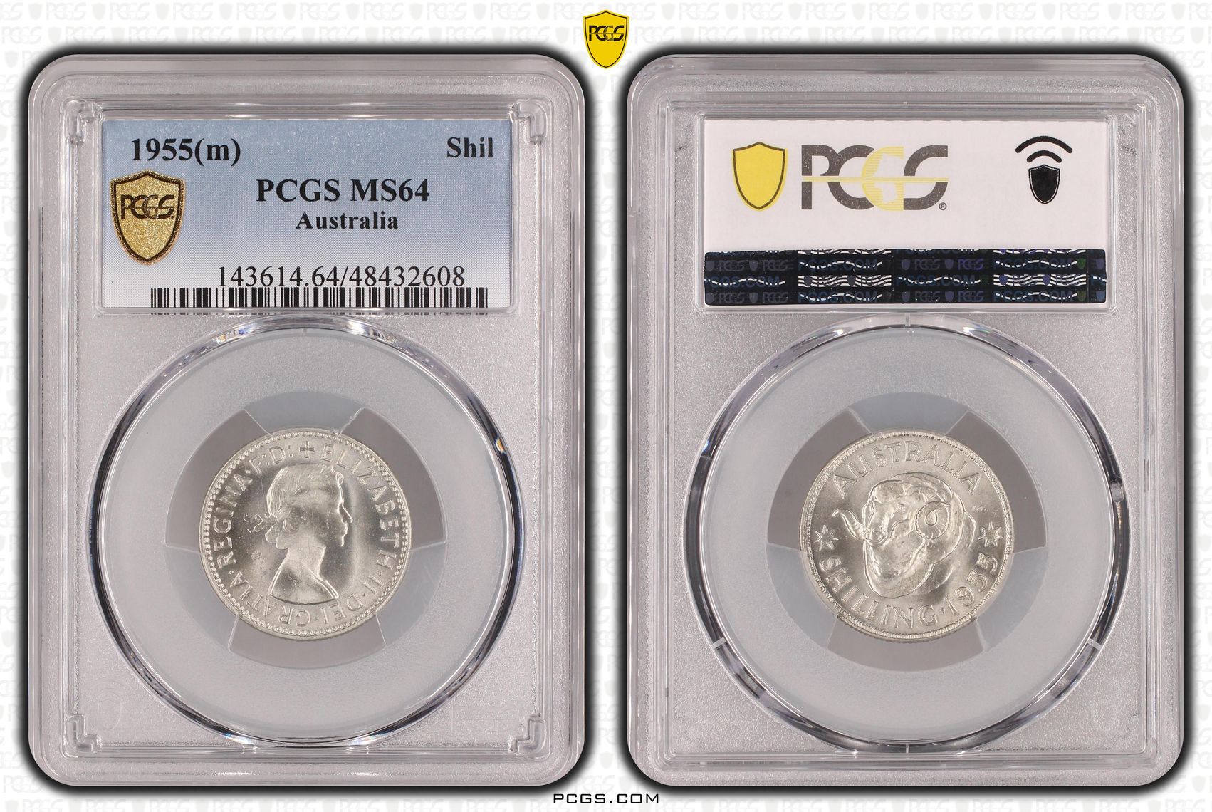 Elizabeth II, Shilling, 1955(m), PCGS MS64