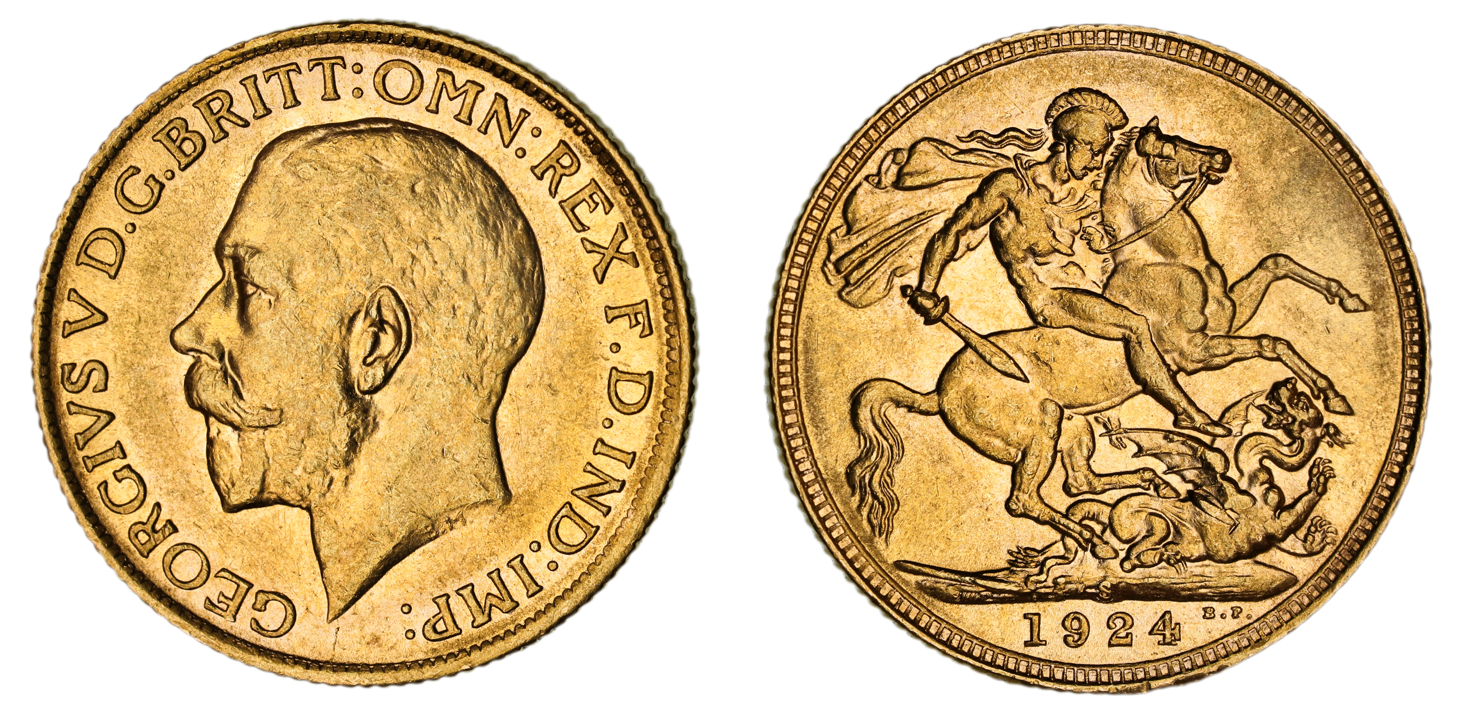 George V, St. George - Sydney Mint, Sovereign, 1924, EF