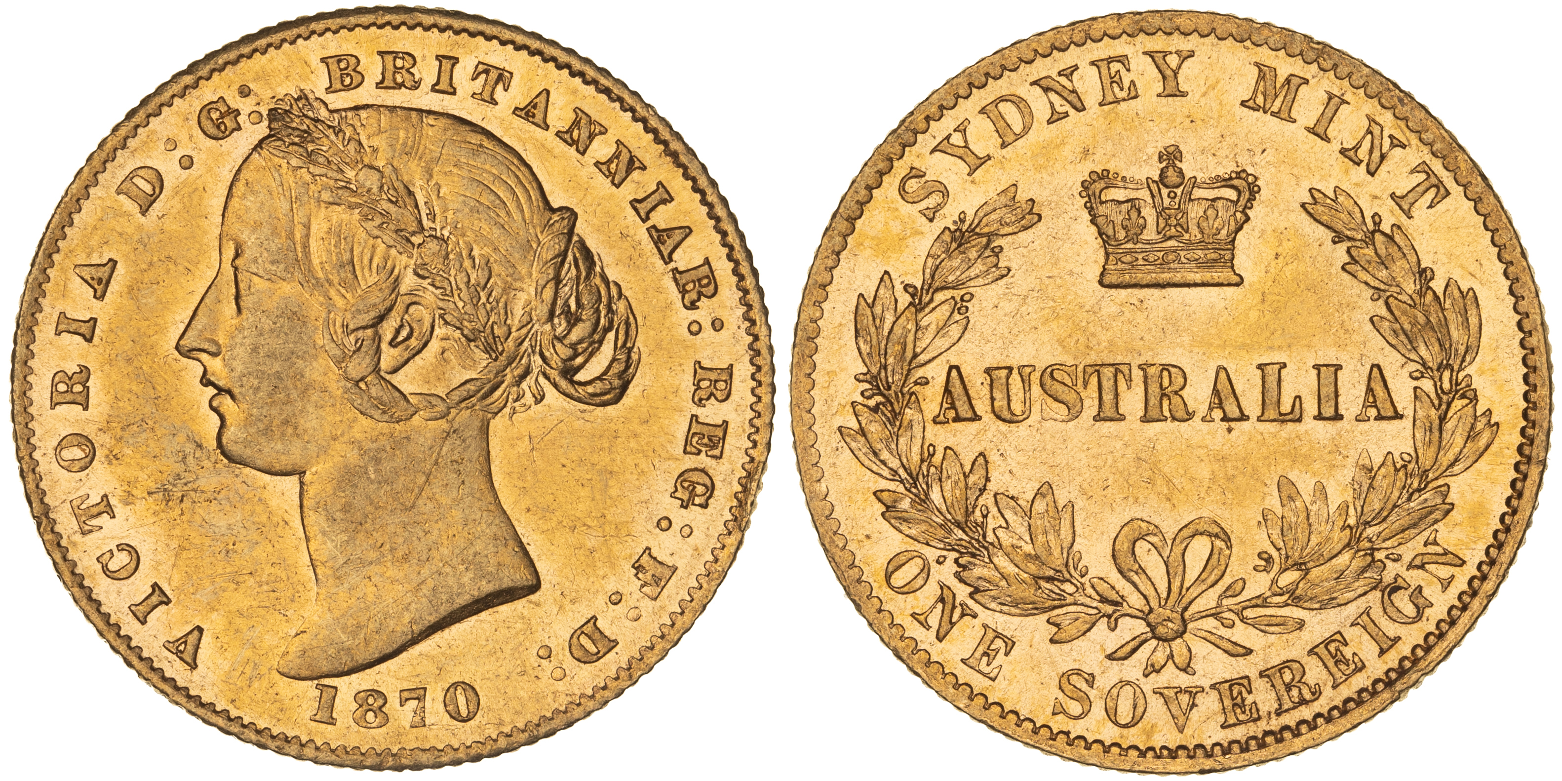 Victoria, Sydney Mint Reverse - Type II, Sovereign, 1870, UNC