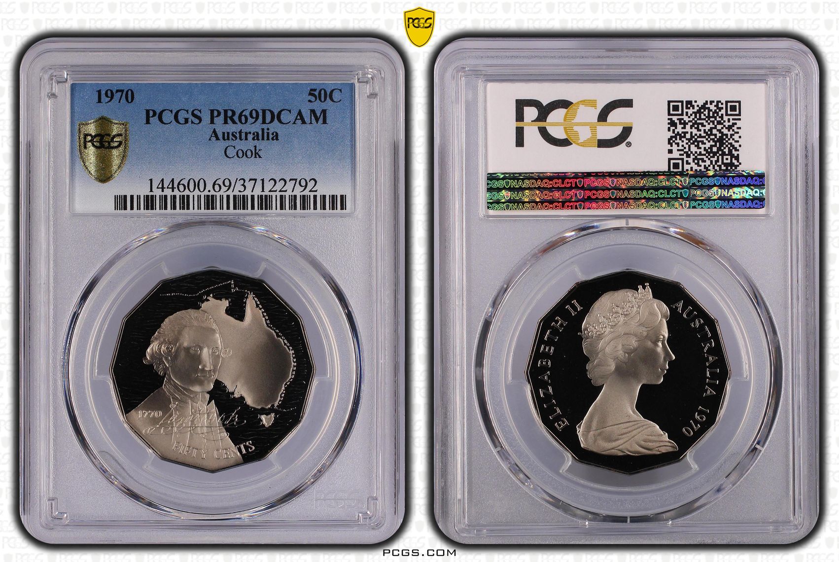1970 Australia Fifty Cent, 50c Cook PCGS - PR69DCAM -792
