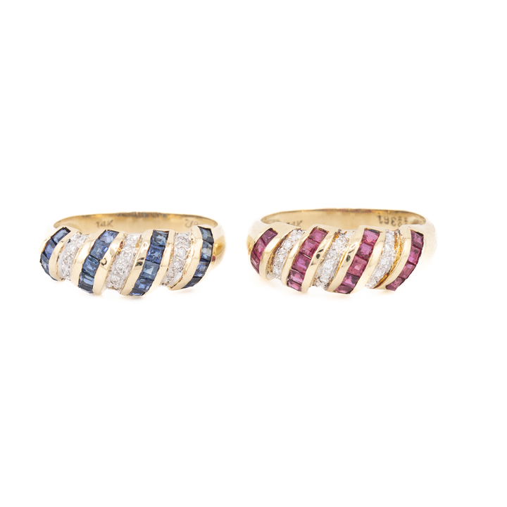 2 Anillo con rubi  - zafiros