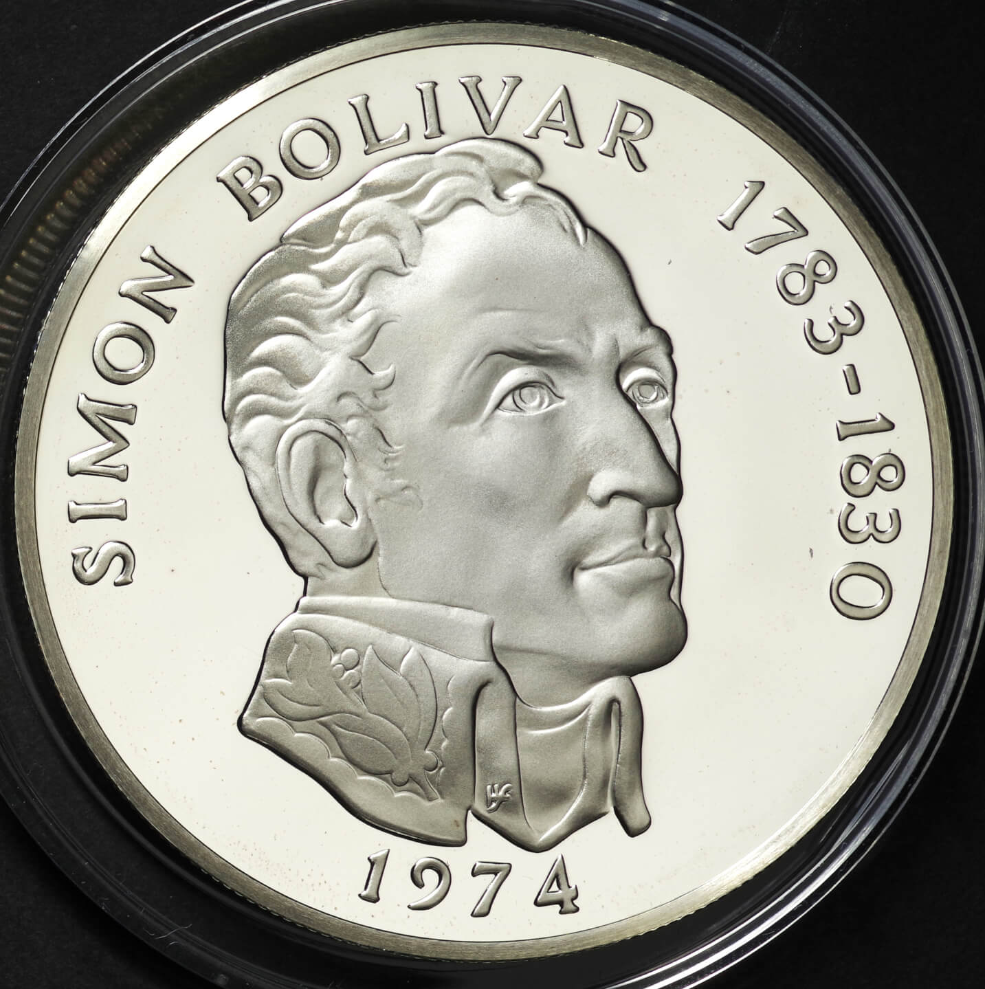 パナマ プルーフコイン 20バルボア銀貨 SIMON BOLIVAR 1973年 約130g・直径61ｍｍ