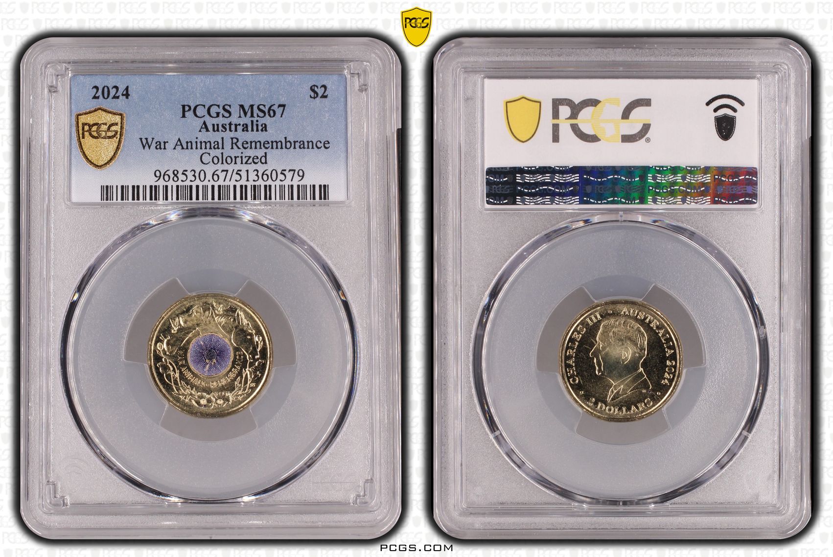 War Animal Remembrance Colorized, Two Dollar, 2024, PCGS MS67