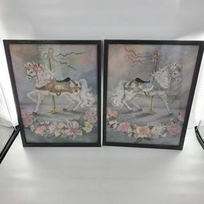 Pair of Carousel Horse Prints Ltd. Ed by Consuelo Gamboa - Signed