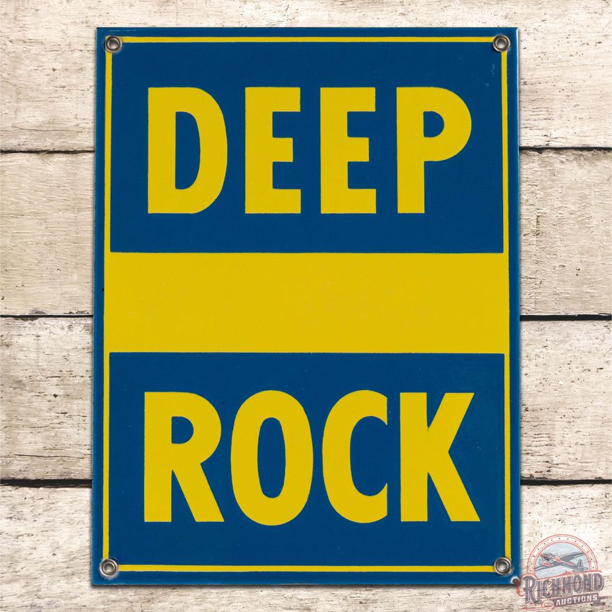 Outstanding Deep Rock Gasoline Single Sided Porcelain Pump Plate Sign