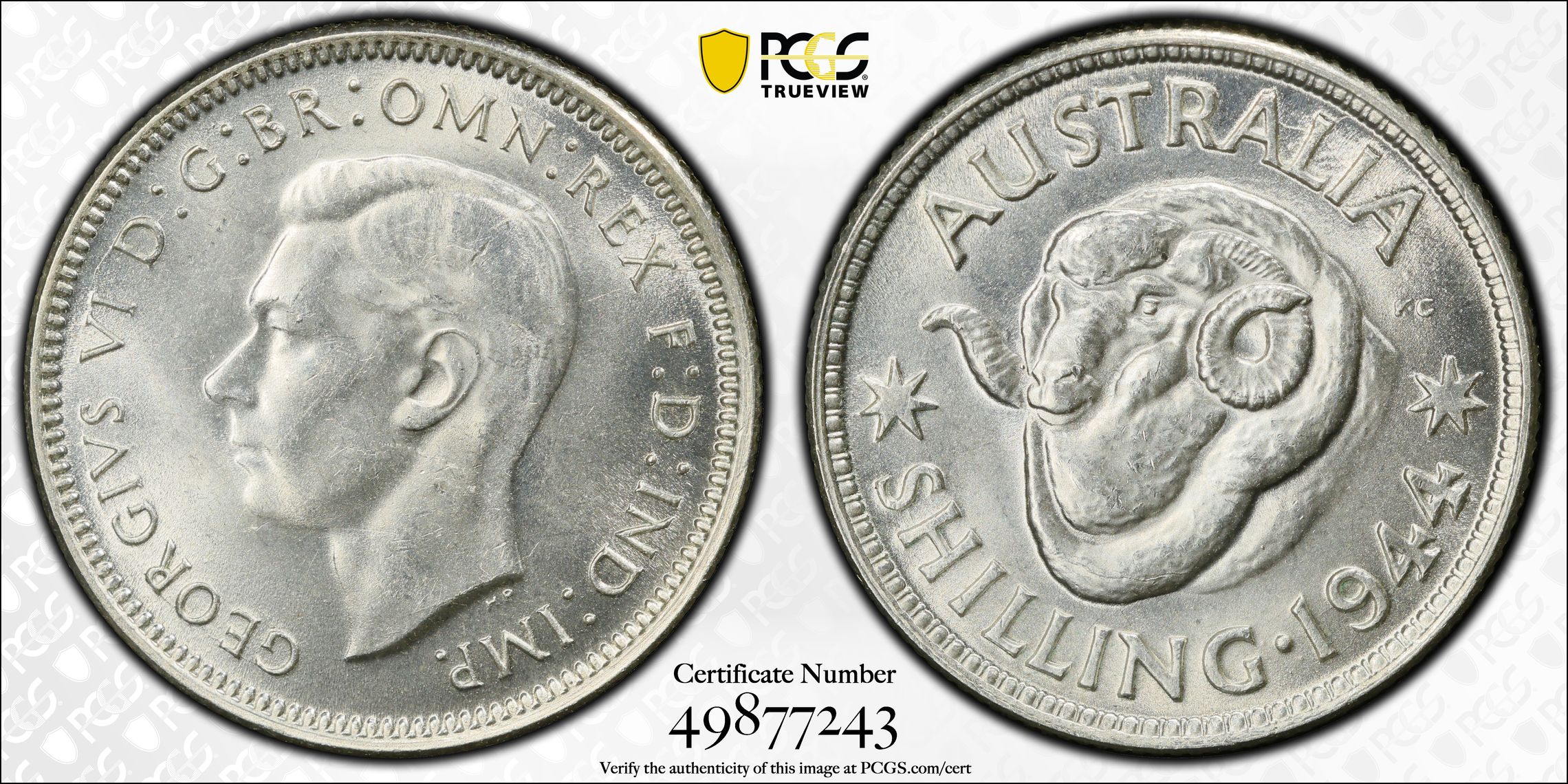 George VI, , Shilling, 1944(m), PCGS MS63