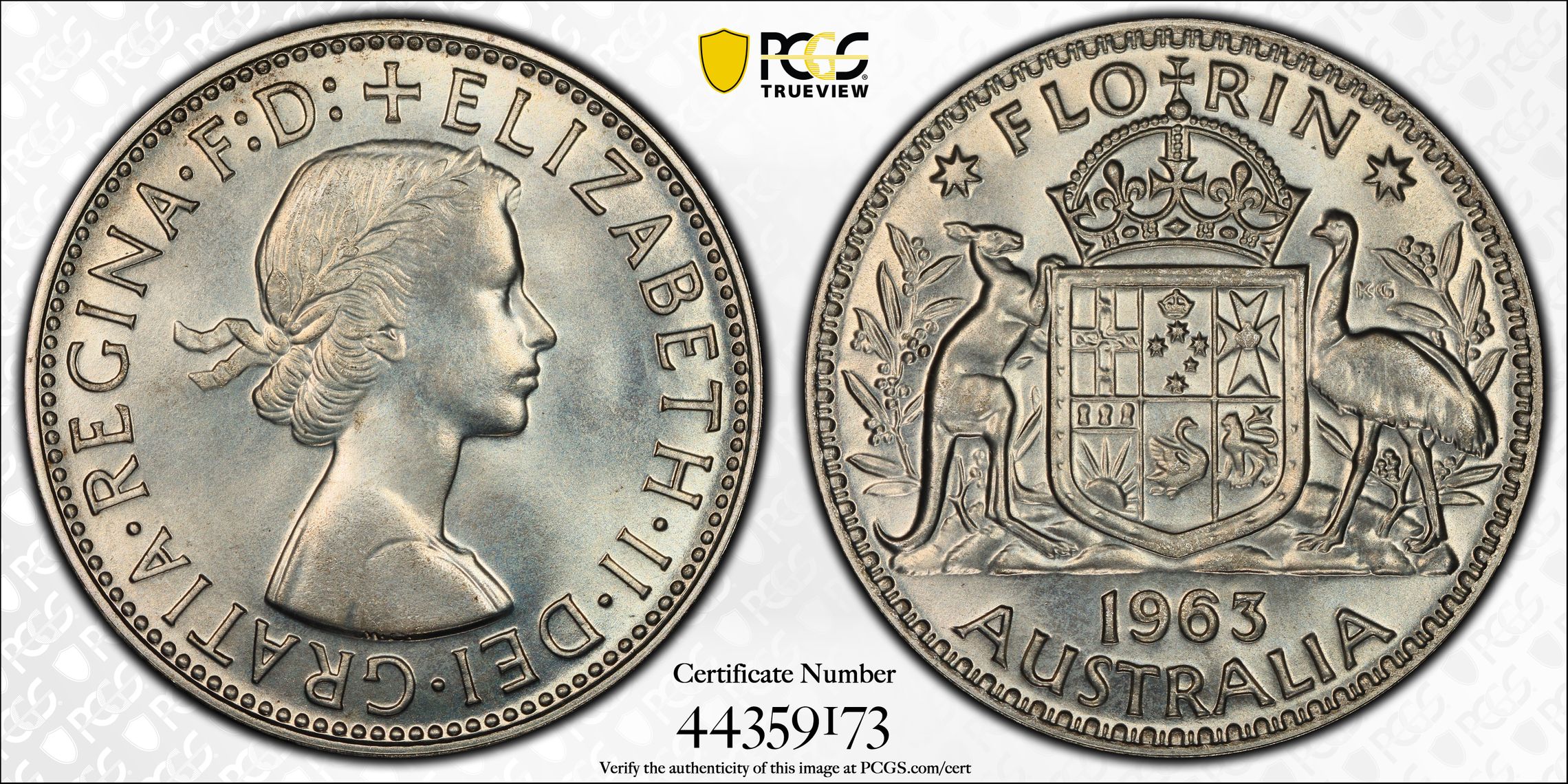 1963(m) Australia Florin Silver PCGS - PR67 POP 24/0 -173