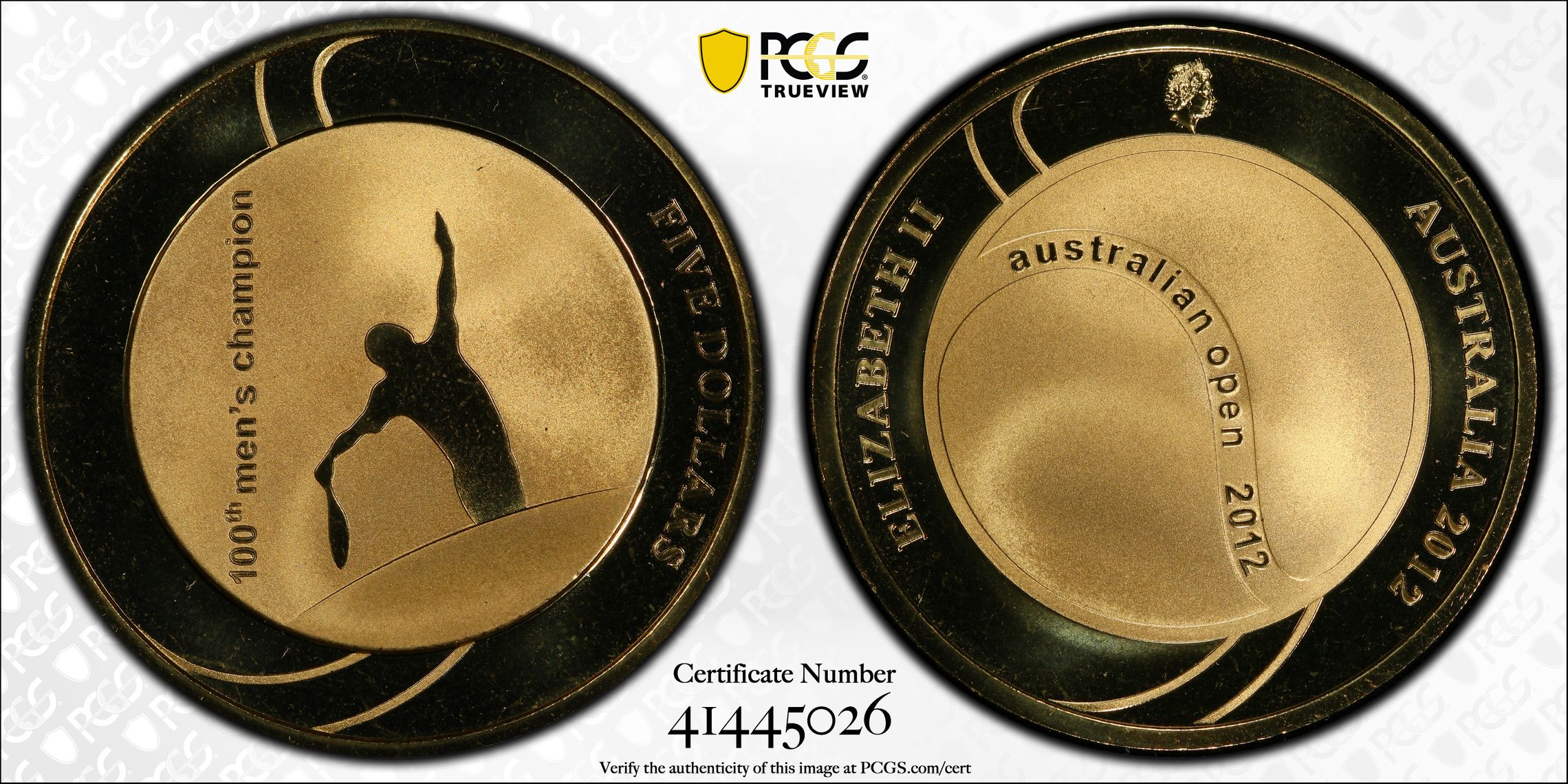 Australian Open POP 12/0, Five Dollar, 2012, PCGS MS68