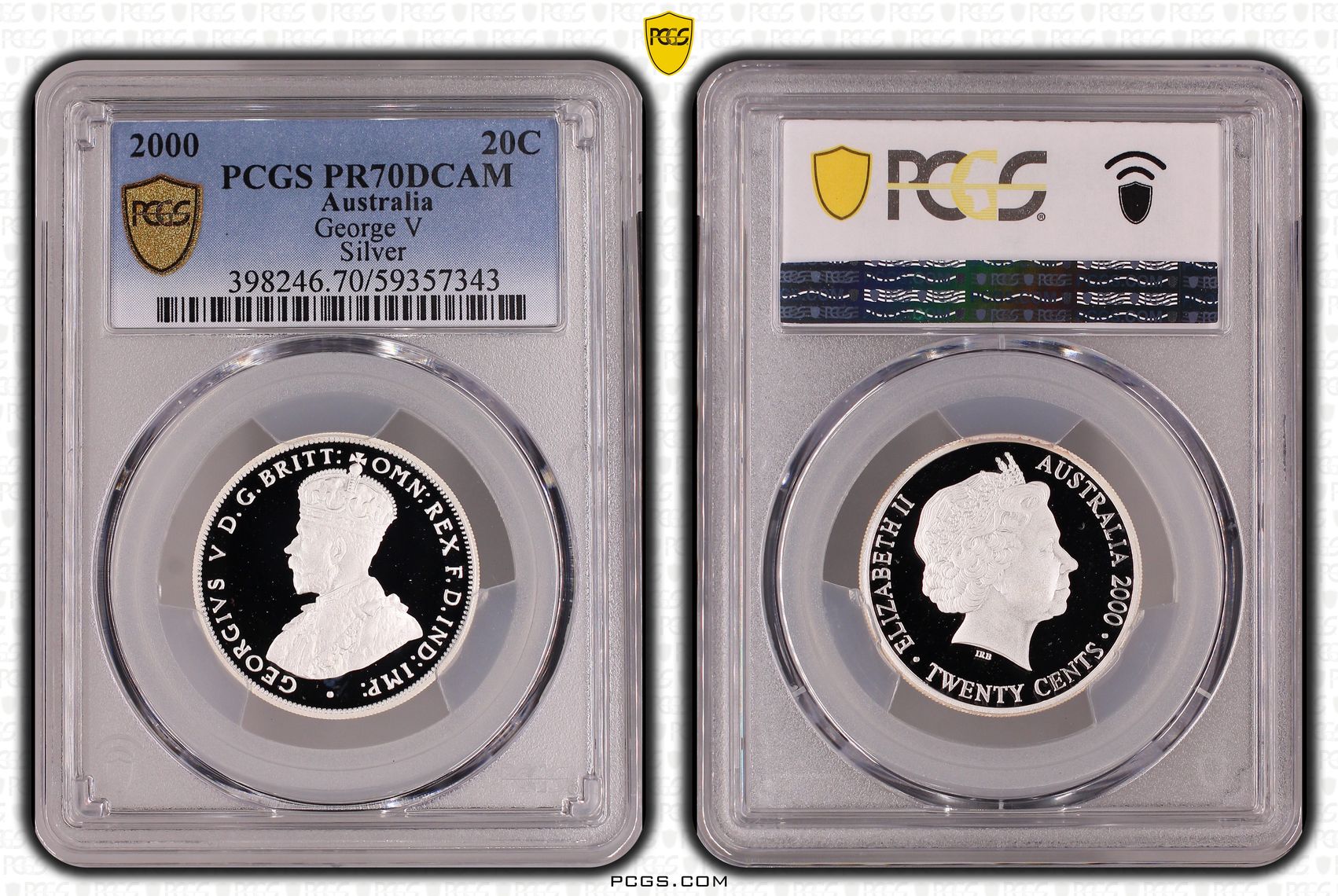 George V Silver, Twenty Cents, 2000, PCGS PR70DCAM