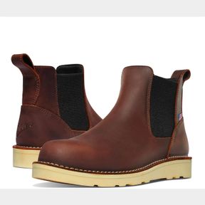 DANNER BULL RUN 6" CHELSEA WORK BOOTS FOR MEN - FULL-GRAIN LEATHER, WITH OIL AND SLIP-RESISTANT WEDGE OUTSOLE, EH RESISTANT AND MA