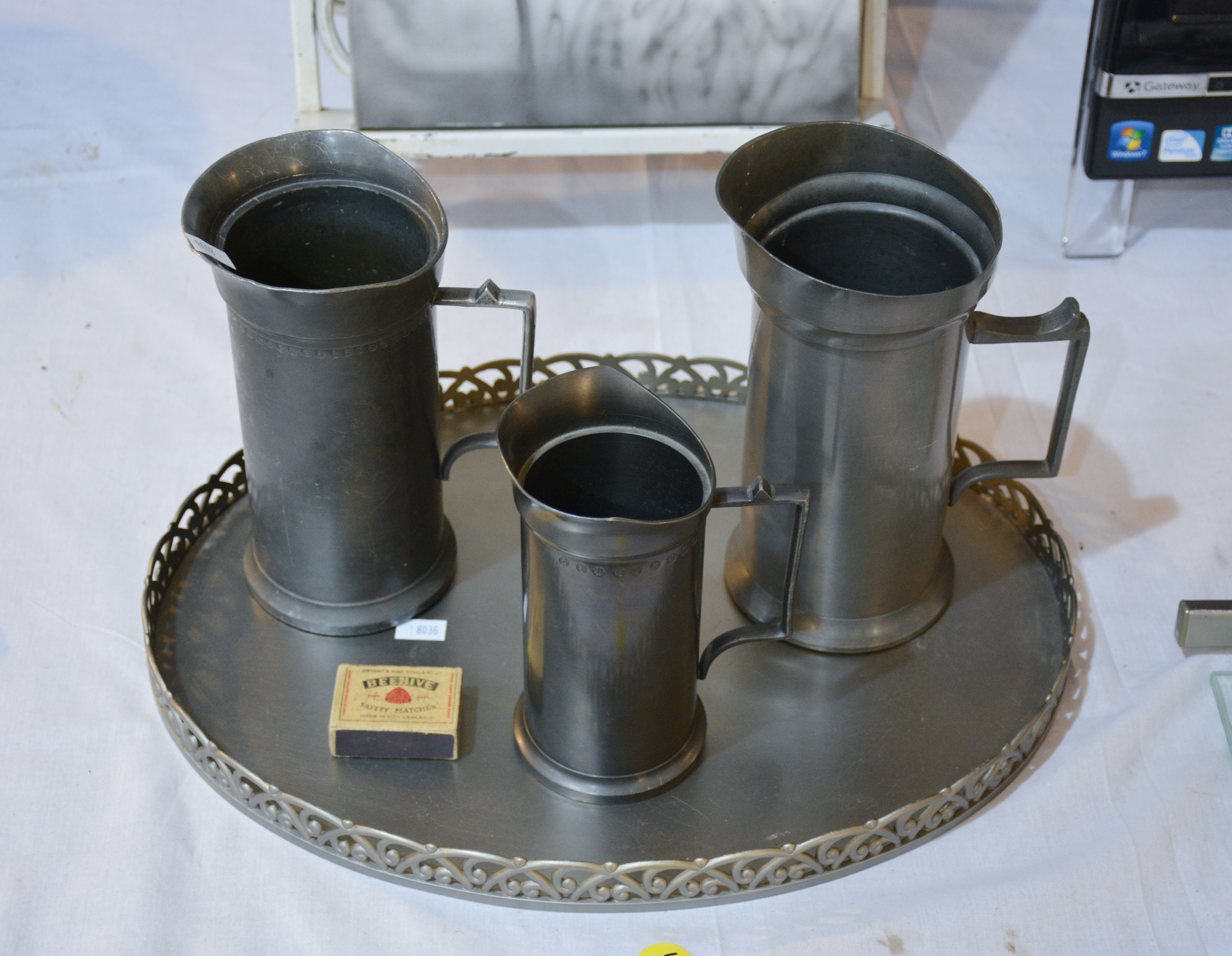 Pewter Tray and 3 Jugs — sold at auction in New Zealand for $20