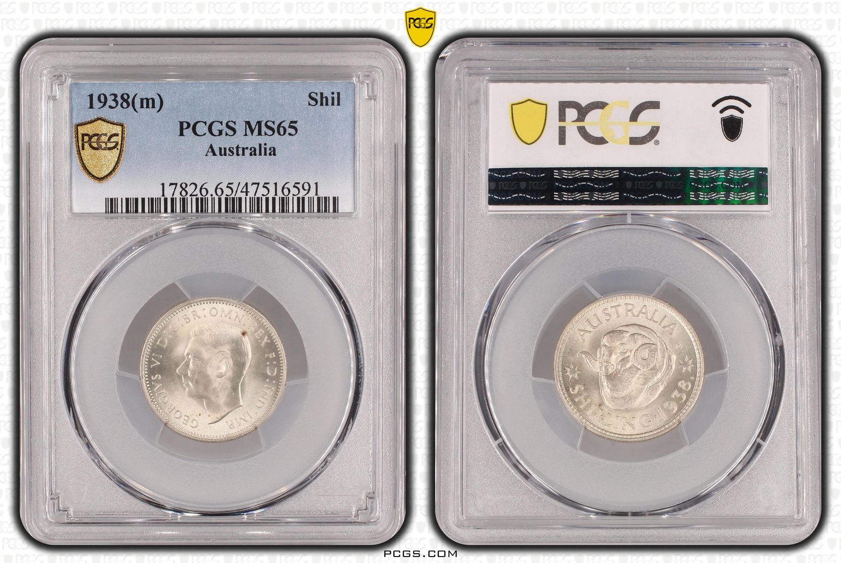 Shilling, 1938(m), PCGS MS 65